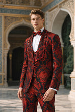 Load image into Gallery viewer, ASPEN - MANZINI 3-Piece Slim-Fit Men's Fancy Rhinestone Woven Pattern Tux