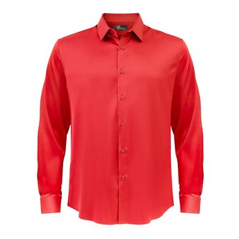red satin dress shirt Rose Red Haven Fitted Satin Shirt 2 / Rose Red