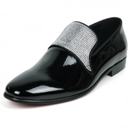 Fiesso Black Roses Floral Suede Slip-on Dress Shoes FI 6921