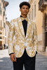 MANZINI Men's Rhinestone Shiny Metallic Floral Tuxedo Prom Jacket