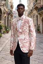 Load image into Gallery viewer, MANZINI Men's Rhinestone Shiny Metallic Floral Tuxedo Prom Jacket
