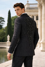Load image into Gallery viewer, ASPEN - MANZINI 3-Piece Slim-Fit Men's Fancy Rhinestone Woven Pattern Tux
