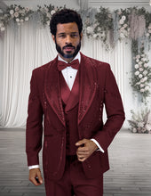 Load image into Gallery viewer, 3PC ITALIAN WOOL TUXEDO WITH STONES.
