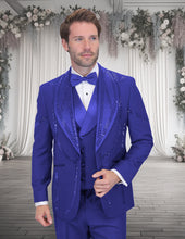 Load image into Gallery viewer, 3PC ITALIAN WOOL TUXEDO WITH STONES.

