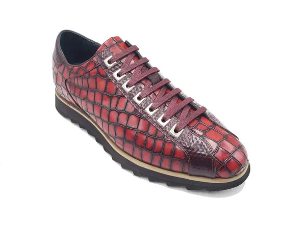 Crocodile-Embossed Leather Sneaker