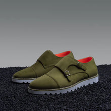 Load image into Gallery viewer, FRESHMAN DOUGLE STRAP SUEDE SHOES GREEN-TAYNO
