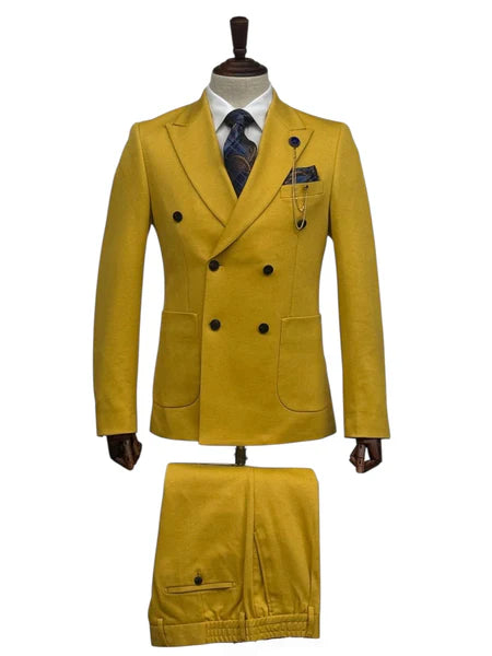 GIOVANNI TESTI , Slim Fit, 2 Piece Double Breast Suit