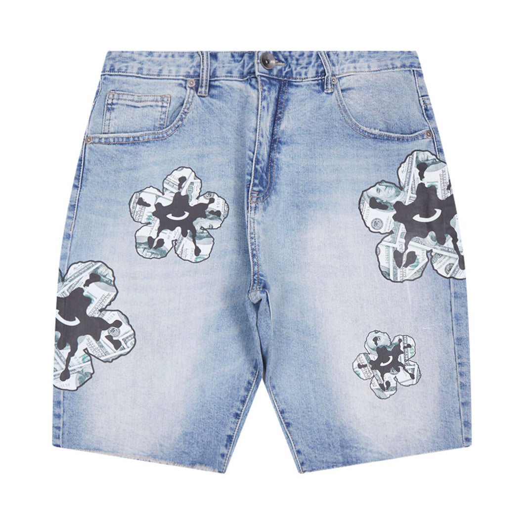 MONEY TEAR DENIM SHORTS-Roku