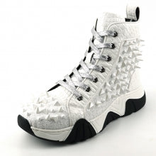 Load image into Gallery viewer, FI-2405 White Spikes High Top Sneakers by Fiesso
