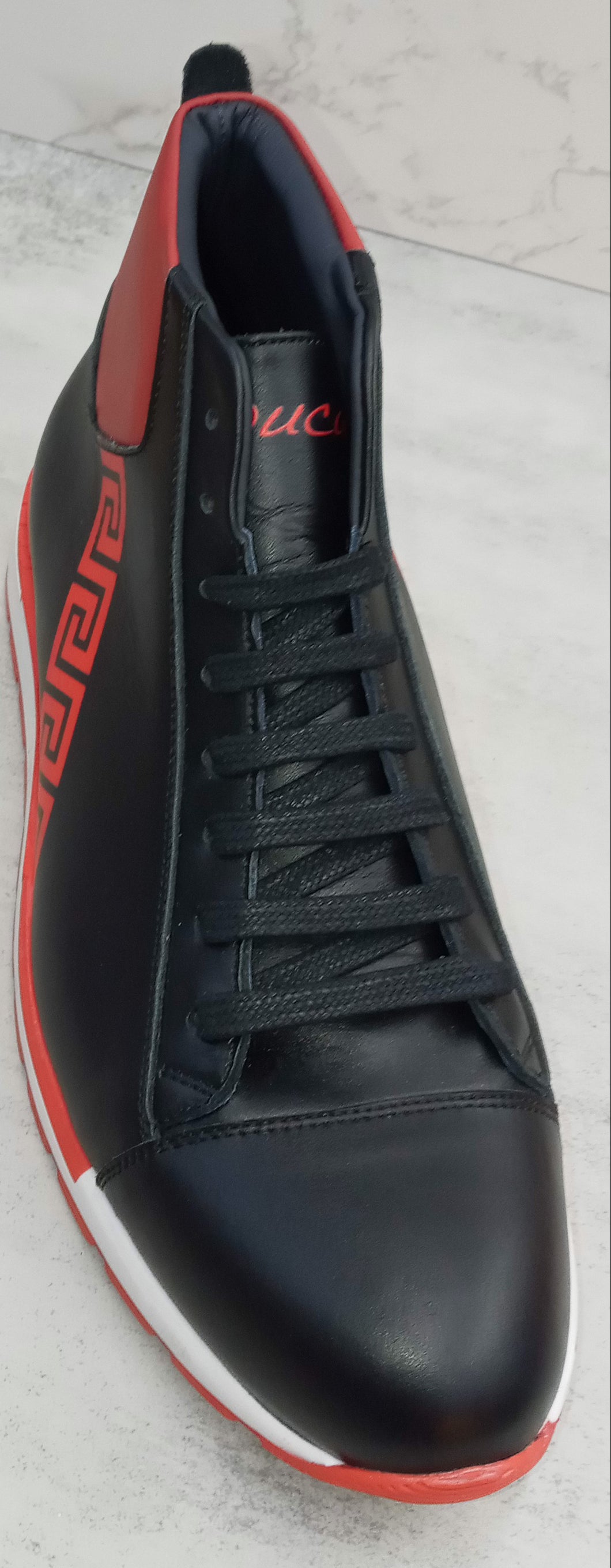 Italian Leather Mid-Top Sneakers-Duca