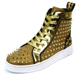 FI-2364 Gold High Top Sneakers by Fiesso