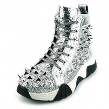 Load image into Gallery viewer, FI-2405 Silver Spikes High Top Sneakers by Fiesso
