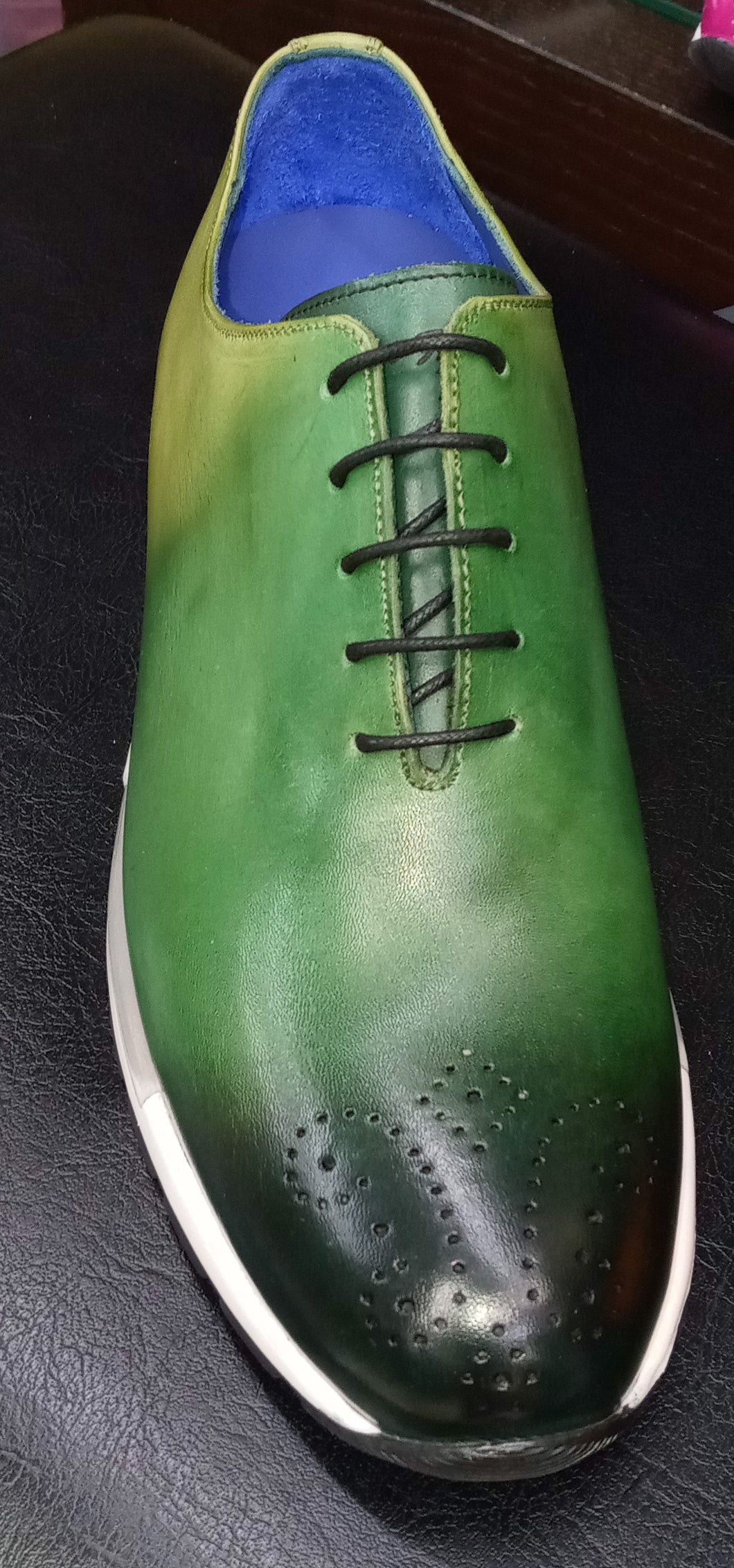 Green-Calf Skin Sneaker Combo-Emilio Franco