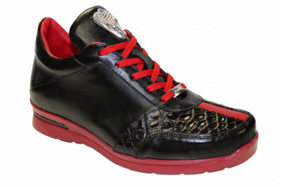 Tommy Leather & Alligator Sneakers Black / Red-Fennix